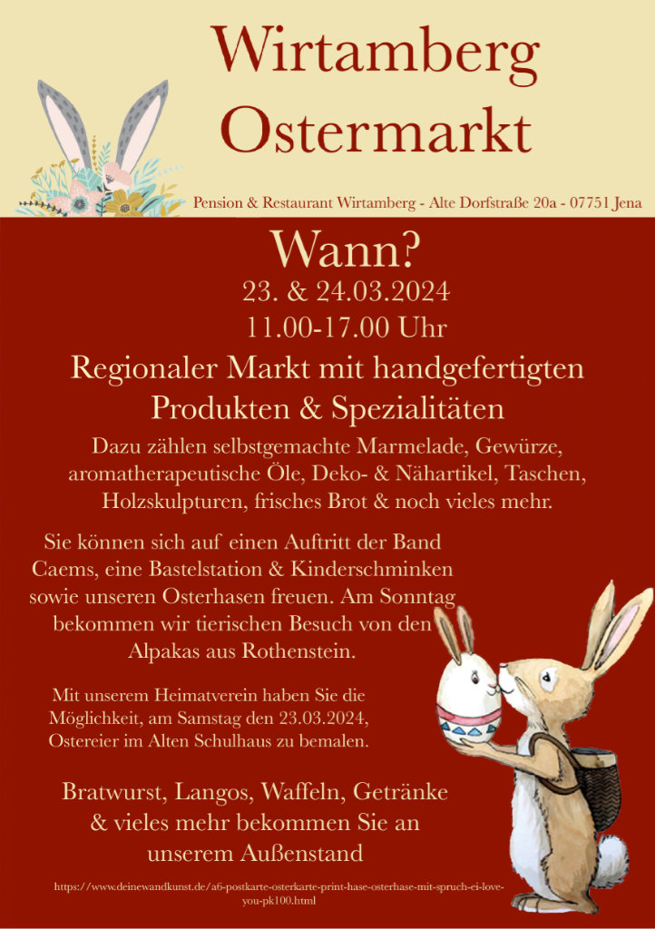 Flyer zum Ostermarkt im Wirtamberg am 23. und 24. März 2024