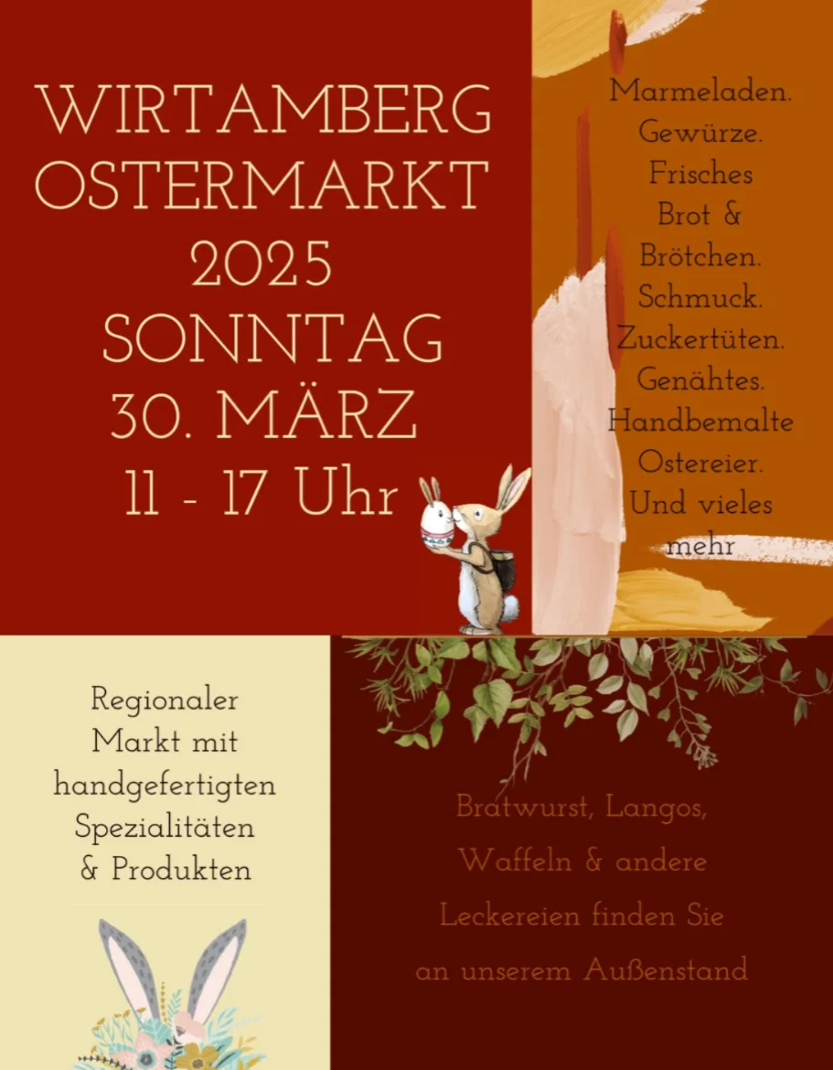 Flyer zum Ostermarkt im Wirtamberg am 30. März 2025